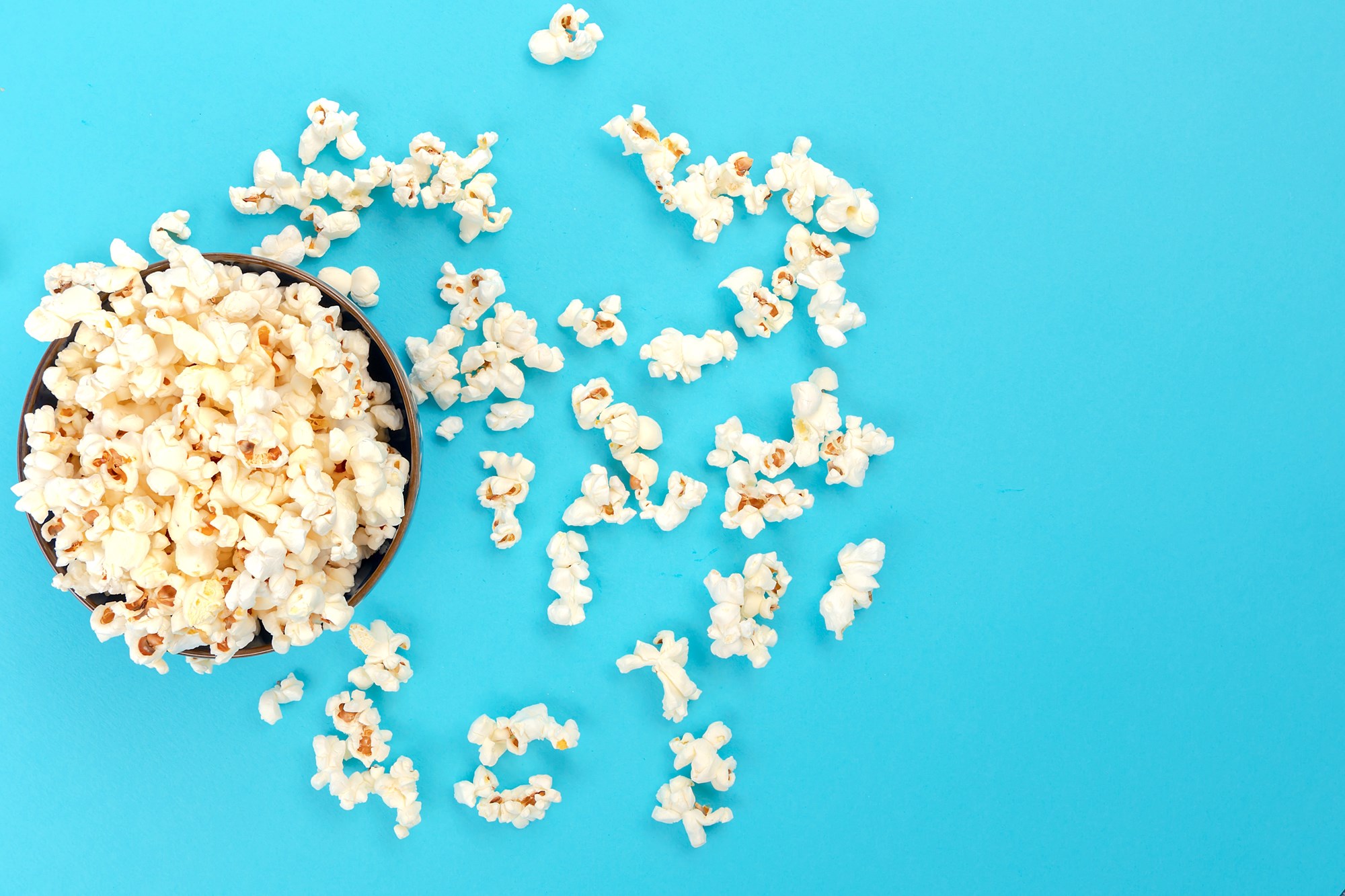 Popcorn Bucket on Blue Background