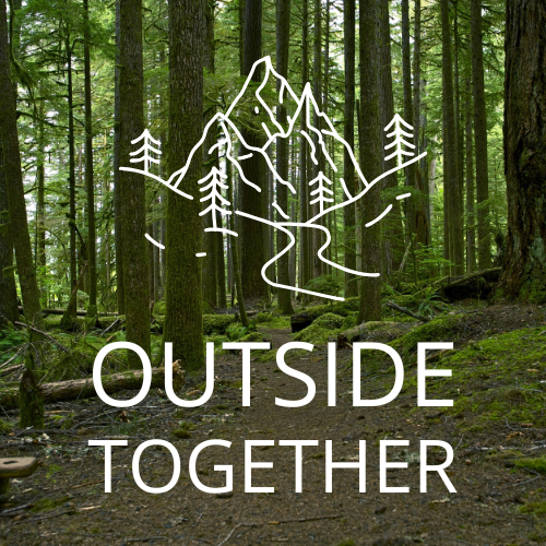 Outside Together event. Mountain forest and trail.