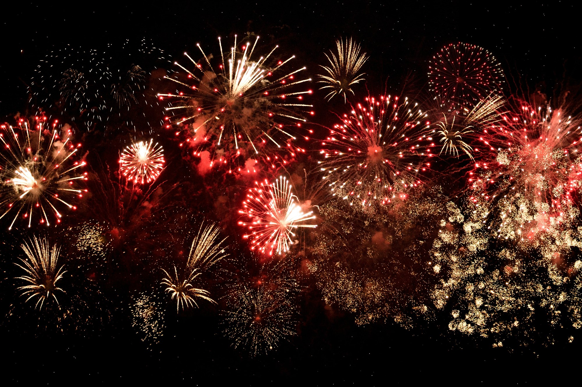 Colorful fireworks in the night sky
