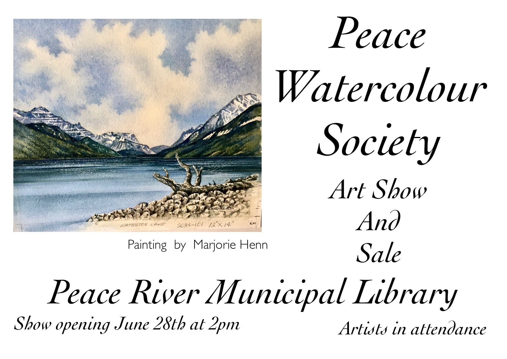 In the art gallery - Peace Watercolour Society - June 28 to July 26, 2025.