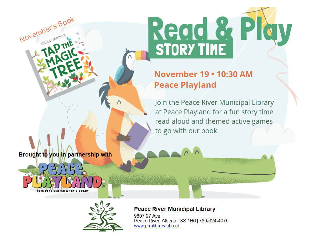 Read & Play at Peace Playland - October 15 at 10:30am.