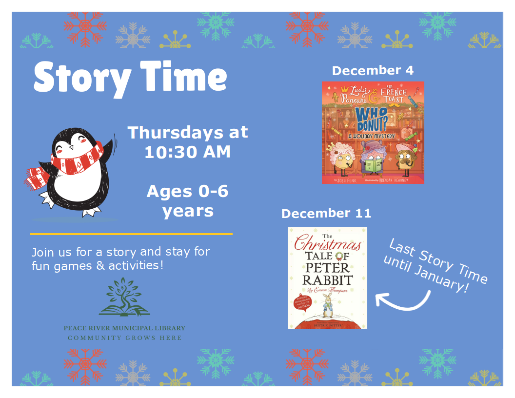 Story Time - Thursdays at 10:30am. Story Time - Thursdays at 10:30am.