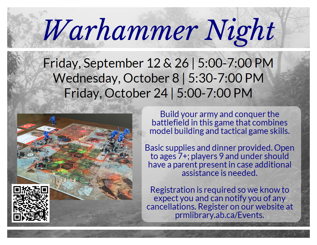 Warhammer Club - September 12 & 26 from 5:30 to 7pm. Warhammer Club - September 12 & 26 from 5:30 to 7pm.