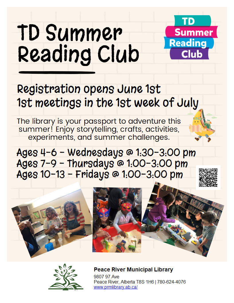 TD Summer Reading Club - registration opens June 2nd.