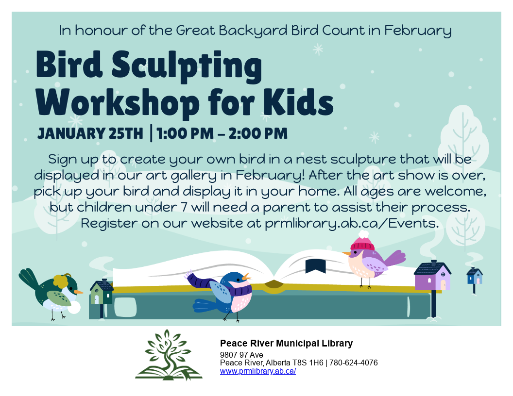 Bird Sculpting Workshop for Kids - January 25th from 1pm to 2pm.. Bird Sculpting Workshop for Kids - January 25th from 1pm to 2pm..