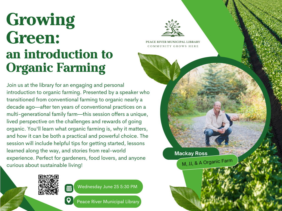 Growing Green: introduction to organic farming - June 25 at 5:30pm.
