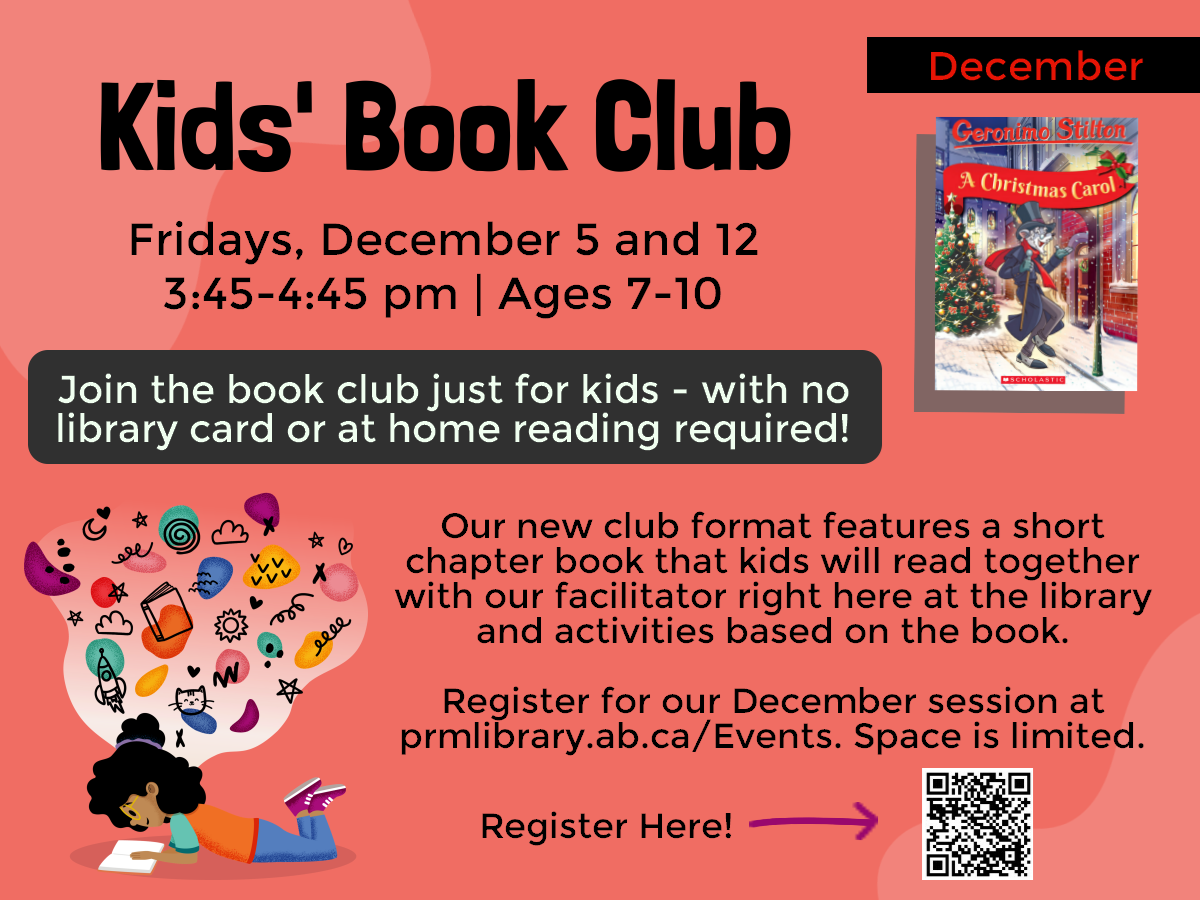 Kids' Book Club - Fridays from 3:45 to 4:45pm. Kids' Book Club - Fridays from 3:45 to 4:45pm.