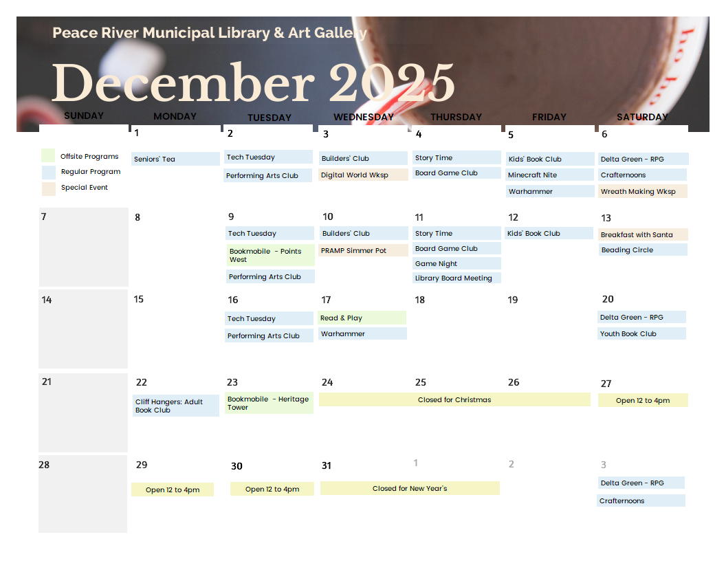 October 2025 calendar of events.