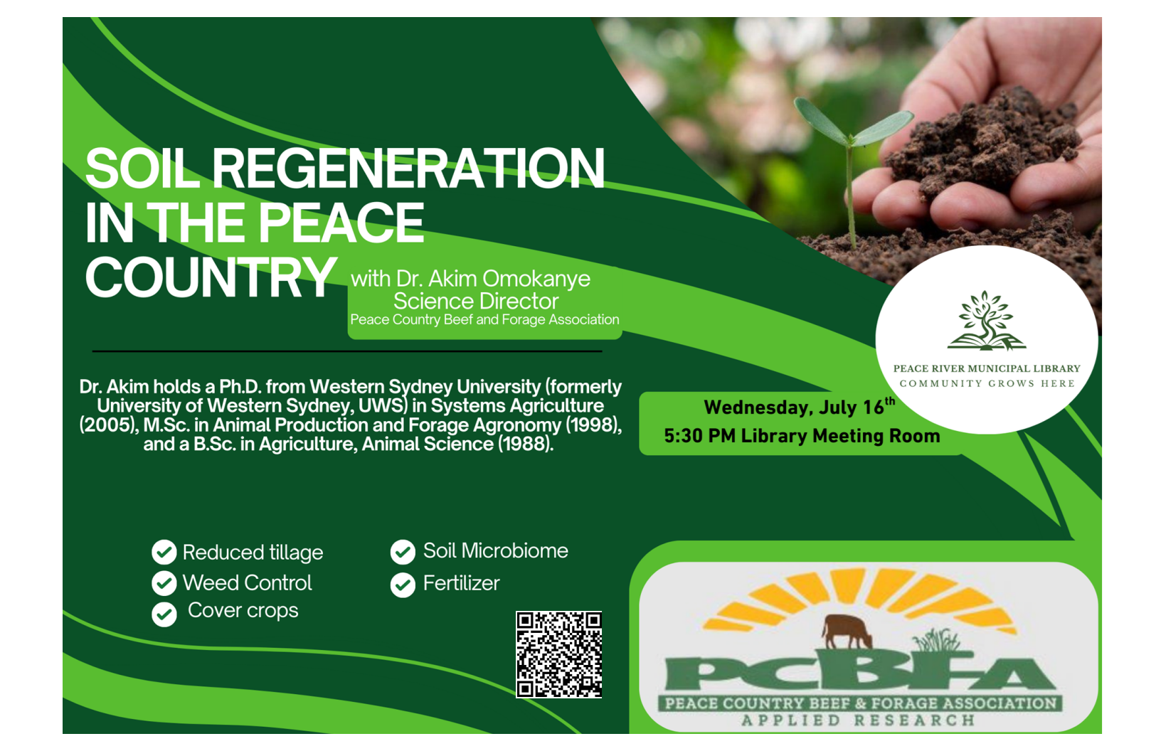 Soil Regeneration in the Peace Country - July 16th at 5:30pm.
