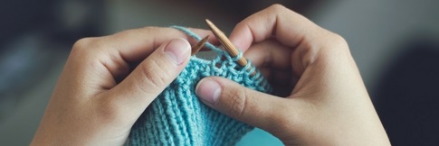 Two hands knitting
