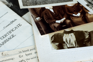 Pile of old family photographs