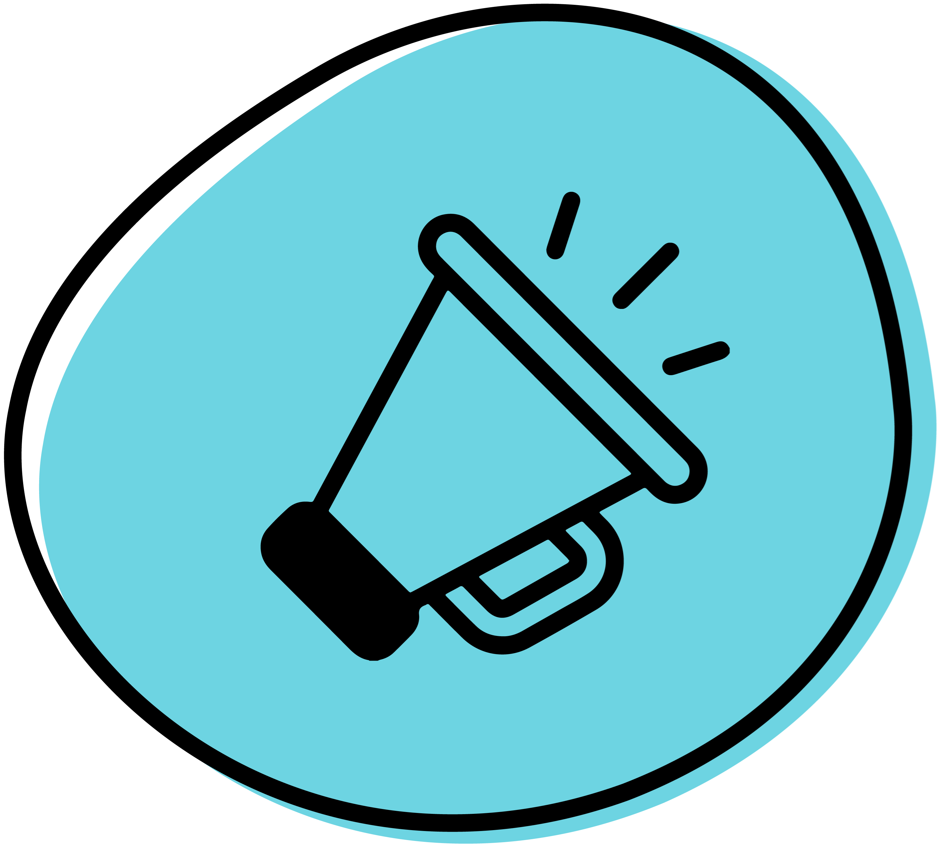 Icons - Megaphone - Light Blue Black Outline