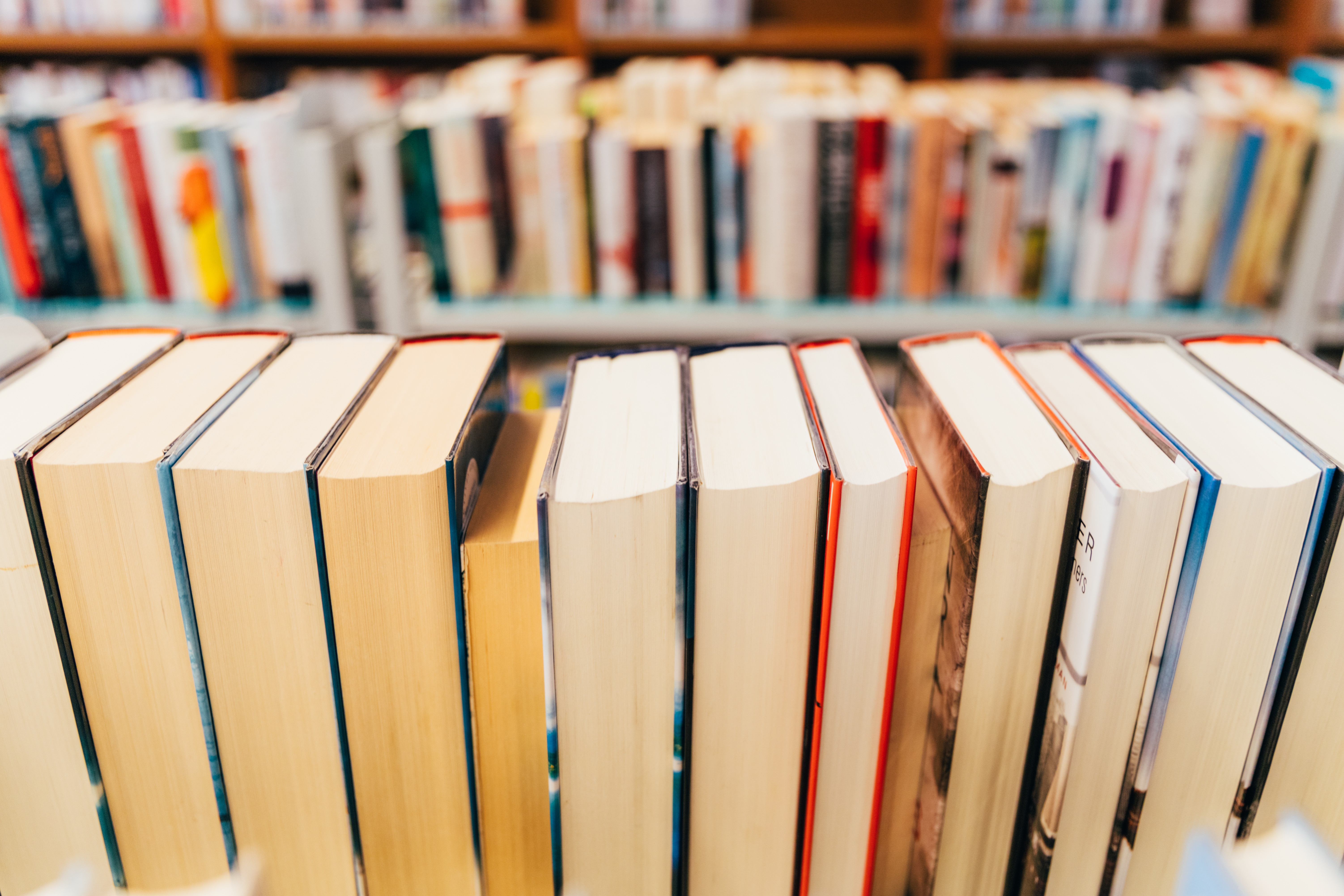 Close up of Library Books in a Row