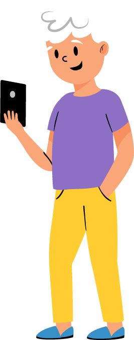 Illustration of man holding a tablet