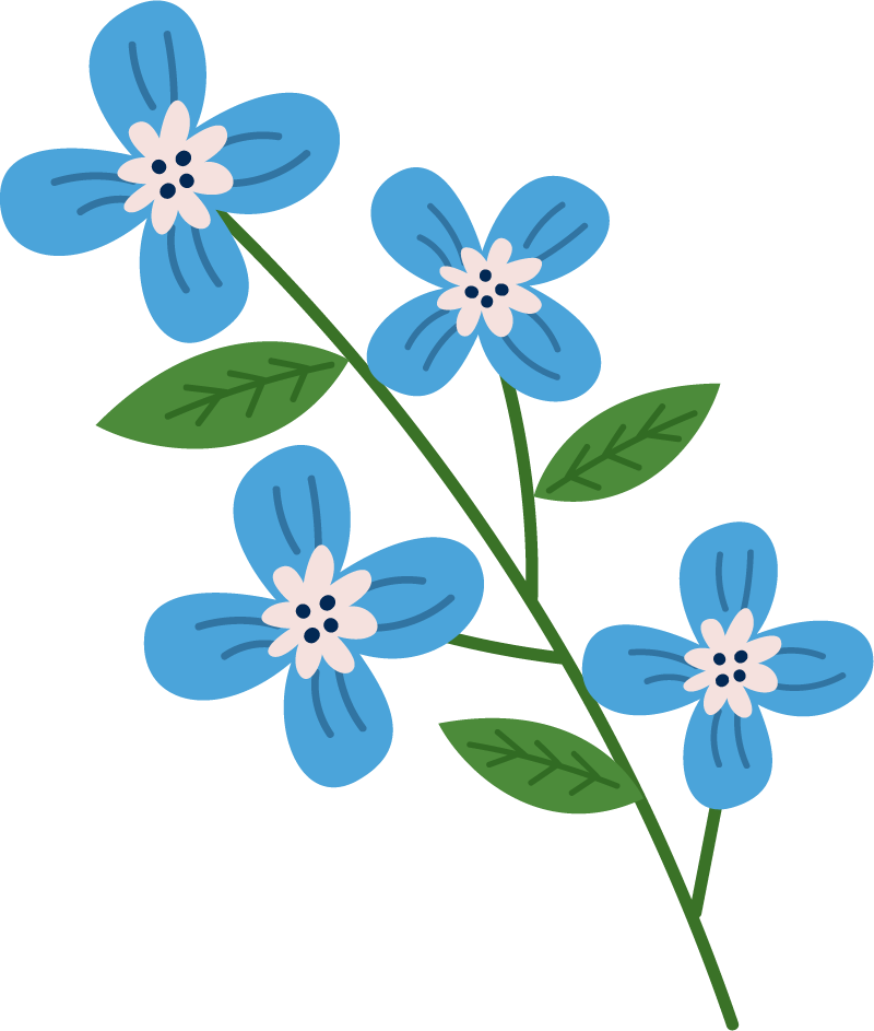 Icons - Flower Branch - Blue 2