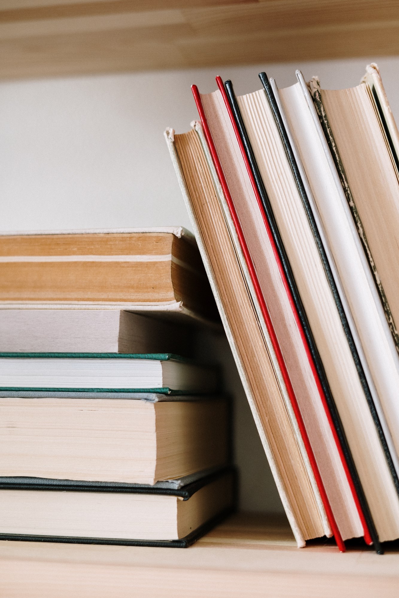 Books Shelf Stacks Lined Up