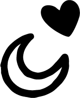Icons - Moon and Heart Drawing - Black