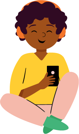 Illustration of teen listening to an audiobook