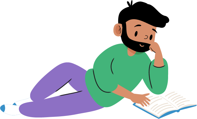 Illustration of a man laying down reading