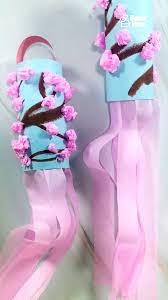 cherry blossom child craft with pink ribbon and tissue paper