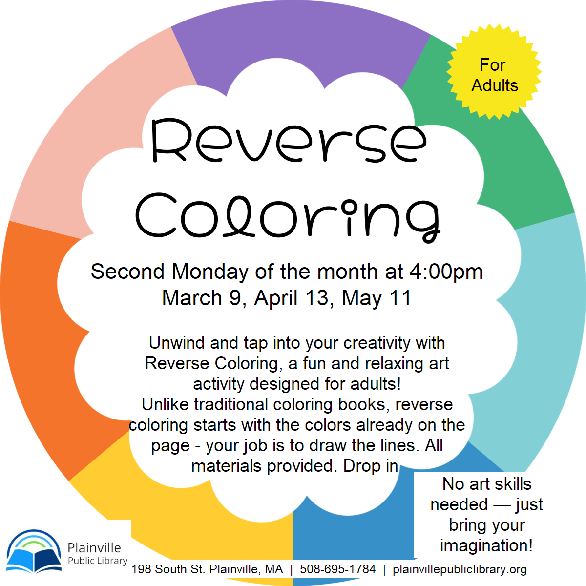 Reverse Coloring

Monday April 13 at 4:00pm, Drop in