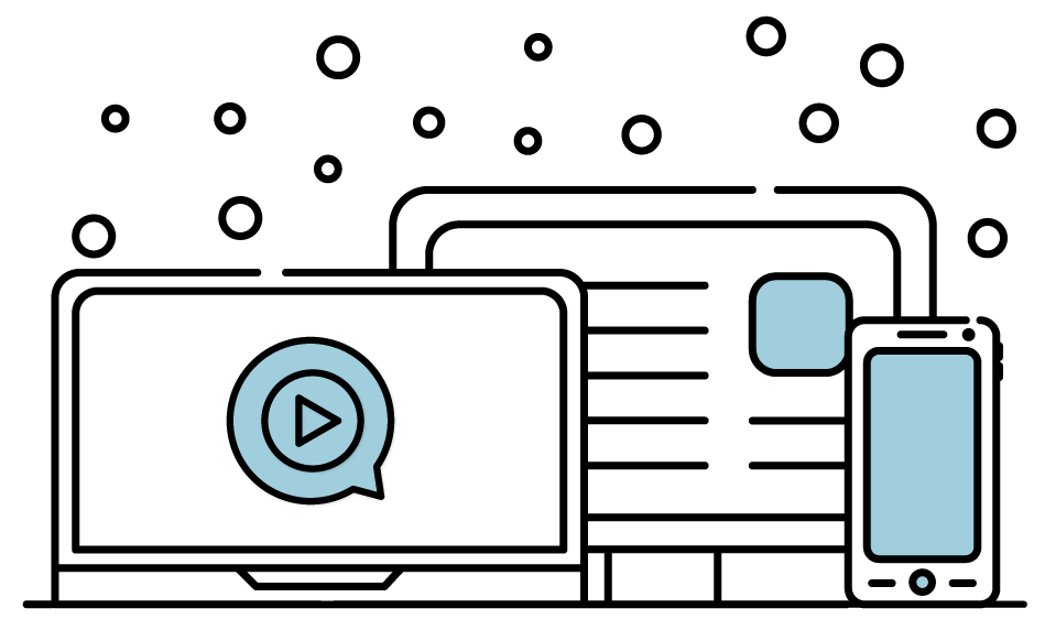 Icons - Technology Illustration Outline - Black White Blue