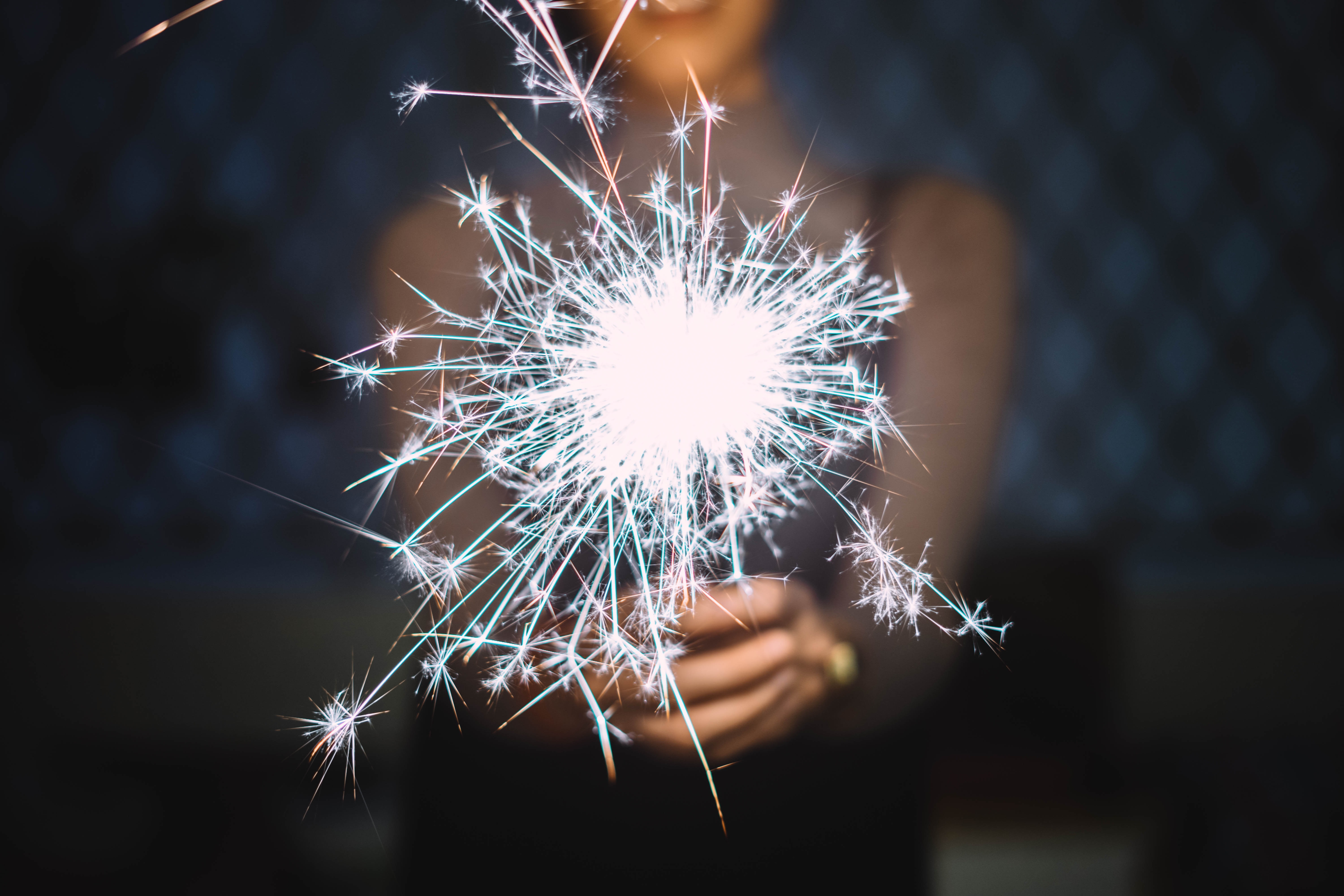 Celebration of Happy New Year  4th of July Holding Sparkler Fireworks