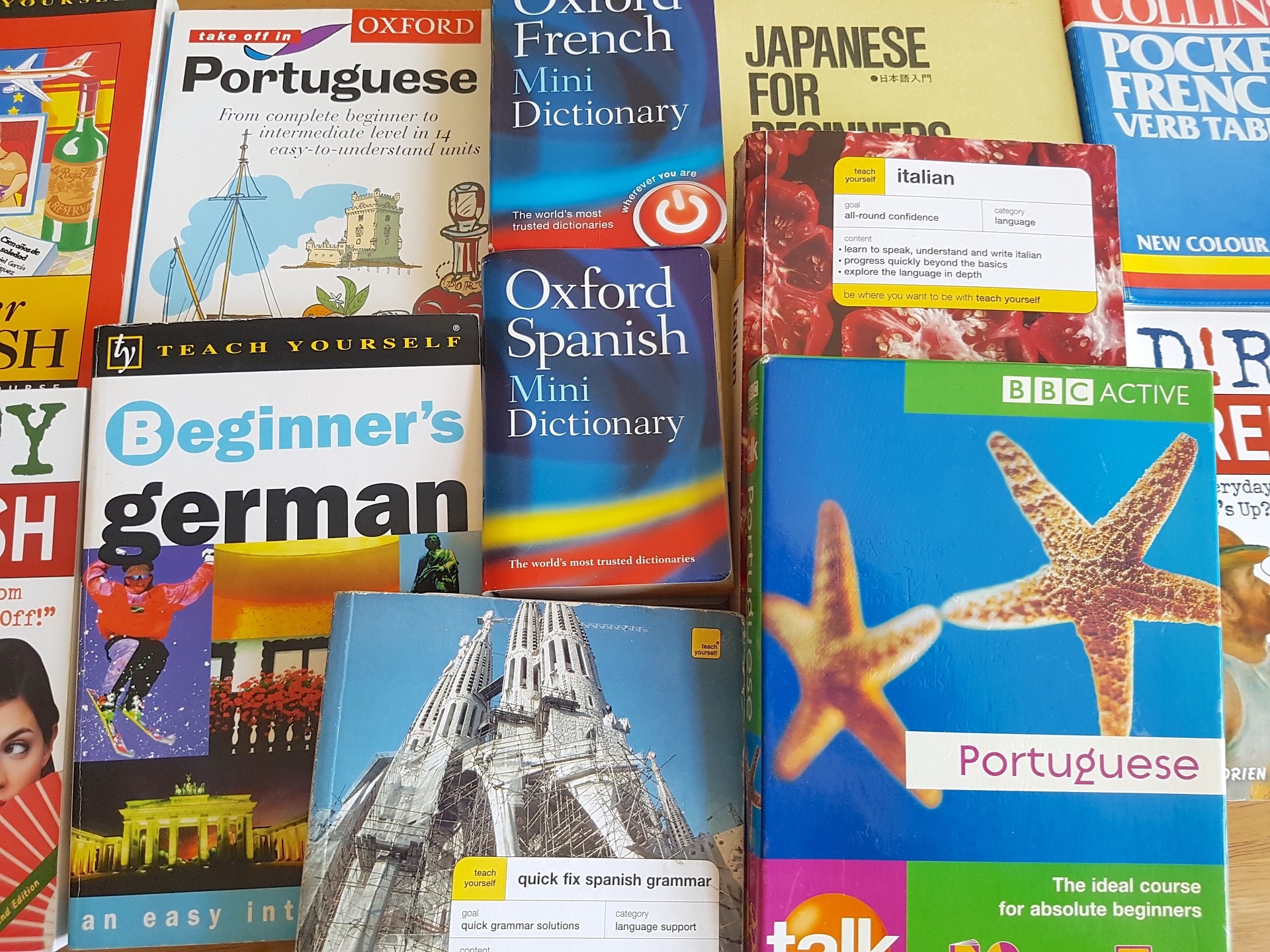 Books language international foreign learning speak reading spanish german