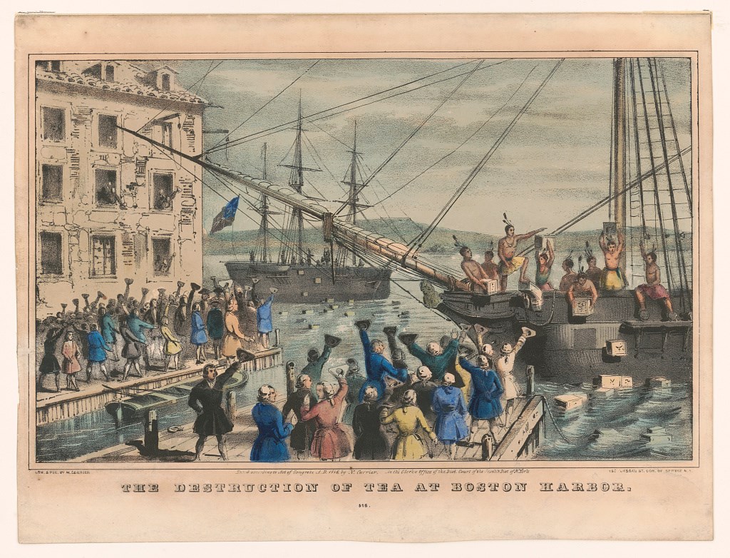 Currier &amp; Ives Boston Tea Party scene, from Library of Congress