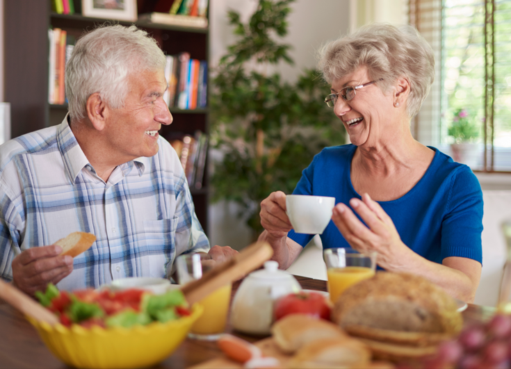 Two people enjoying a meal together.