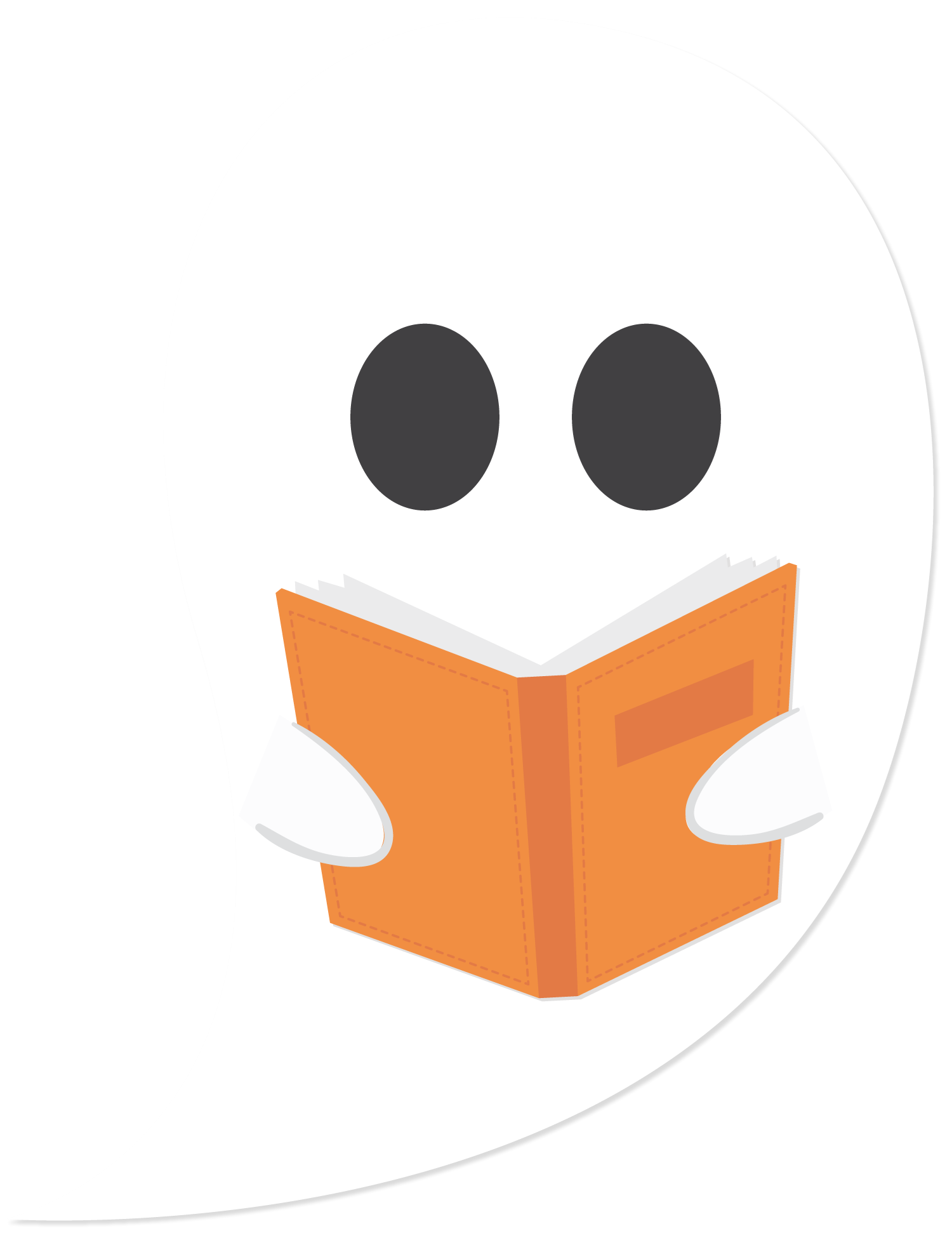 Icons - Halloween Ghost Reading Book - White