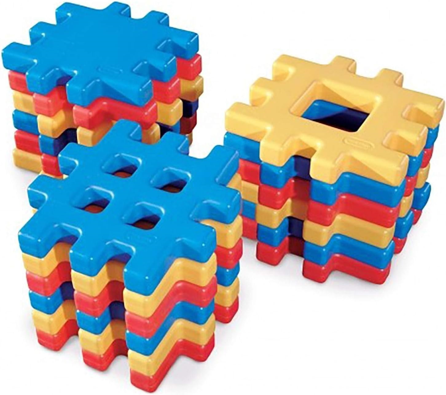 stacks of multicolored big waffle block set