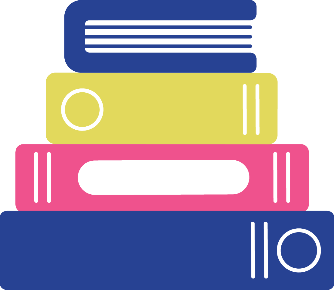 Icons - Stack of Four Book - Pink Purple Green