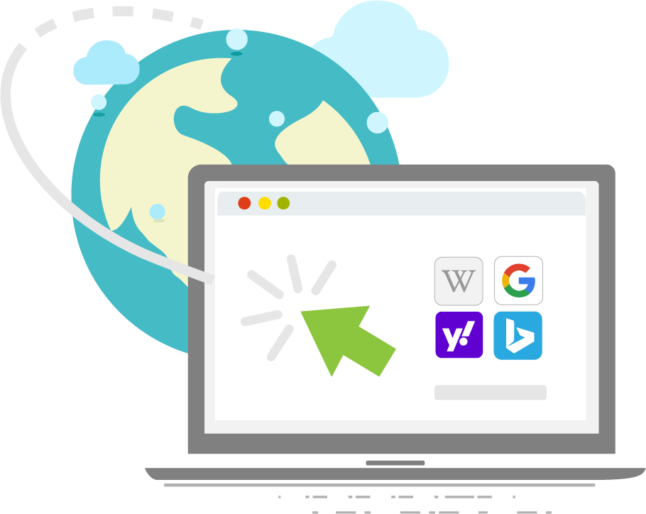 Icons - Laptop with Internet and Globe - Colorful
