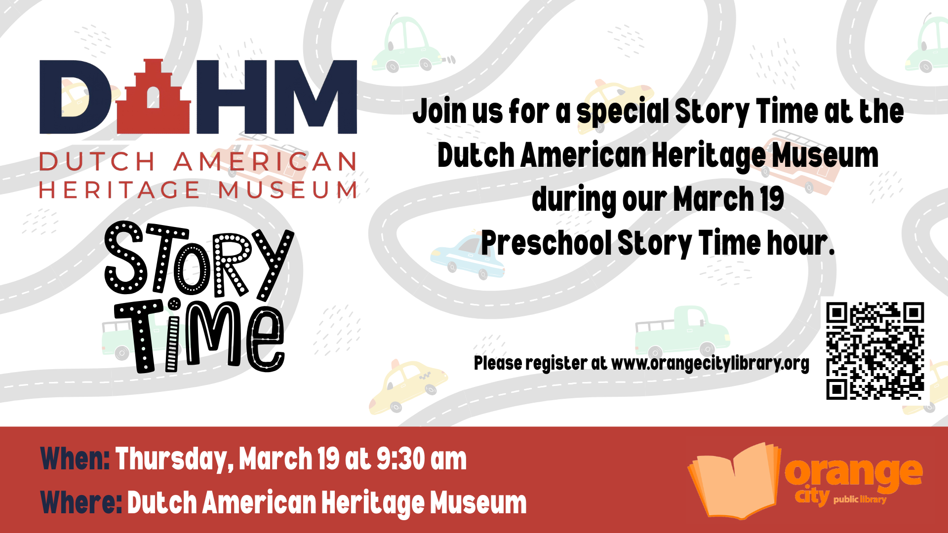 image to advertise the Dutch American Heritage Museum story time