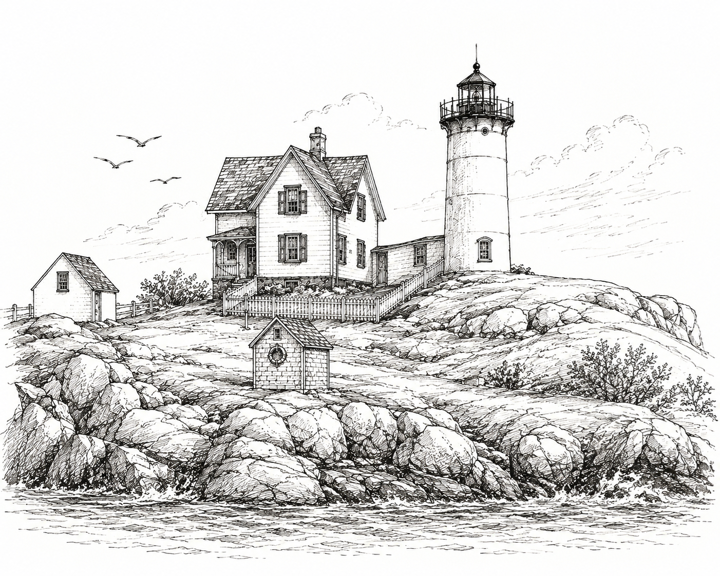 Nubble Lighthouse illustration