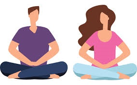 Clipart of a man and woman meditating.