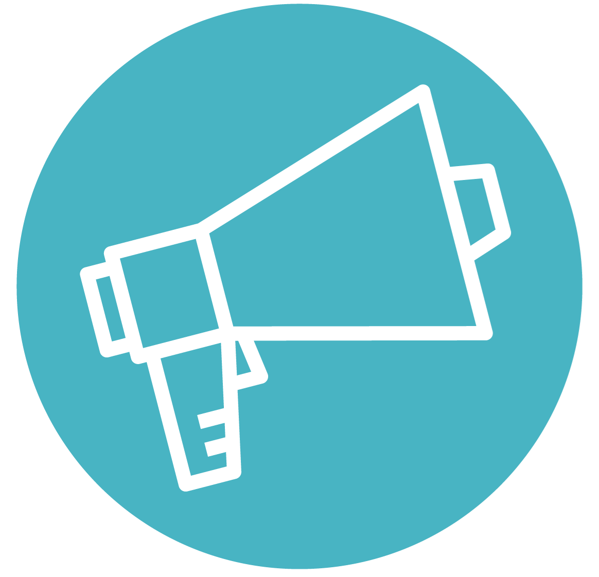 Icons - Bullhorn in Circle - White Aqua