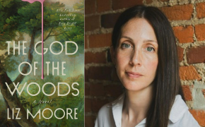 The cover of the book, The God of the Woods, and a picture of the author, Liz Moore. 