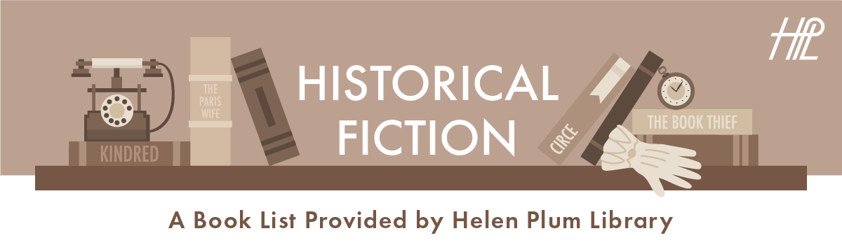 Illustrated bookshelf that says Historical Fiction.