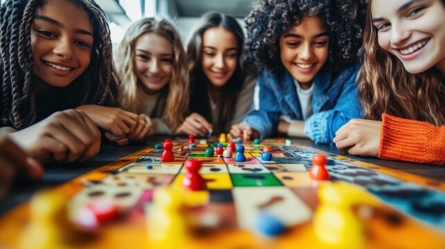 teens playing board games