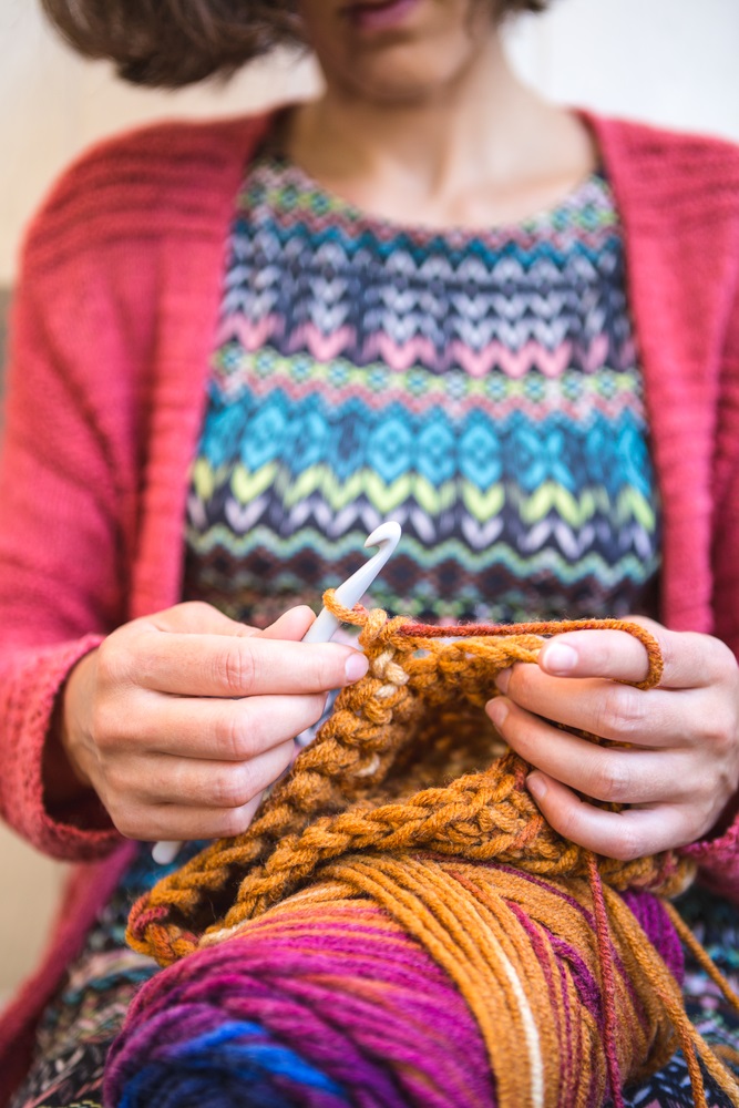 Person knitting