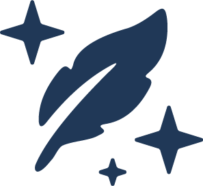 Icons - Feather with Four Pointed Stars - Navy Blue