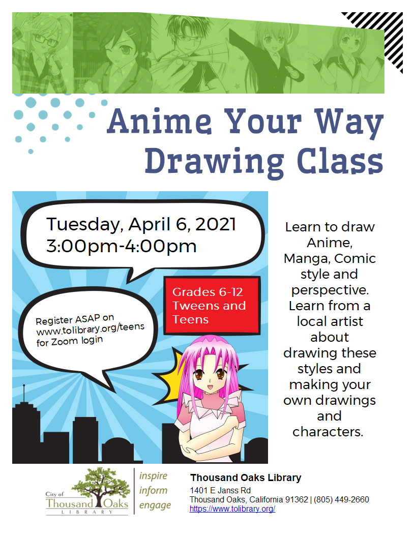 Anime Your Way Drawing Class - Thousand Oaks Library - Thousand Oaks Library
