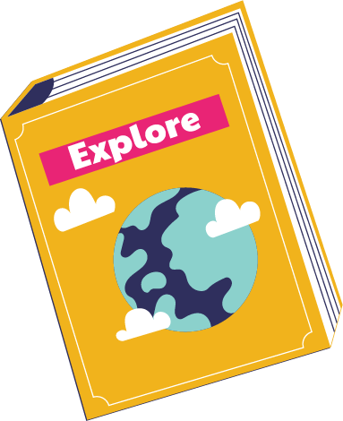 Icons - Book with Planet - Yellow