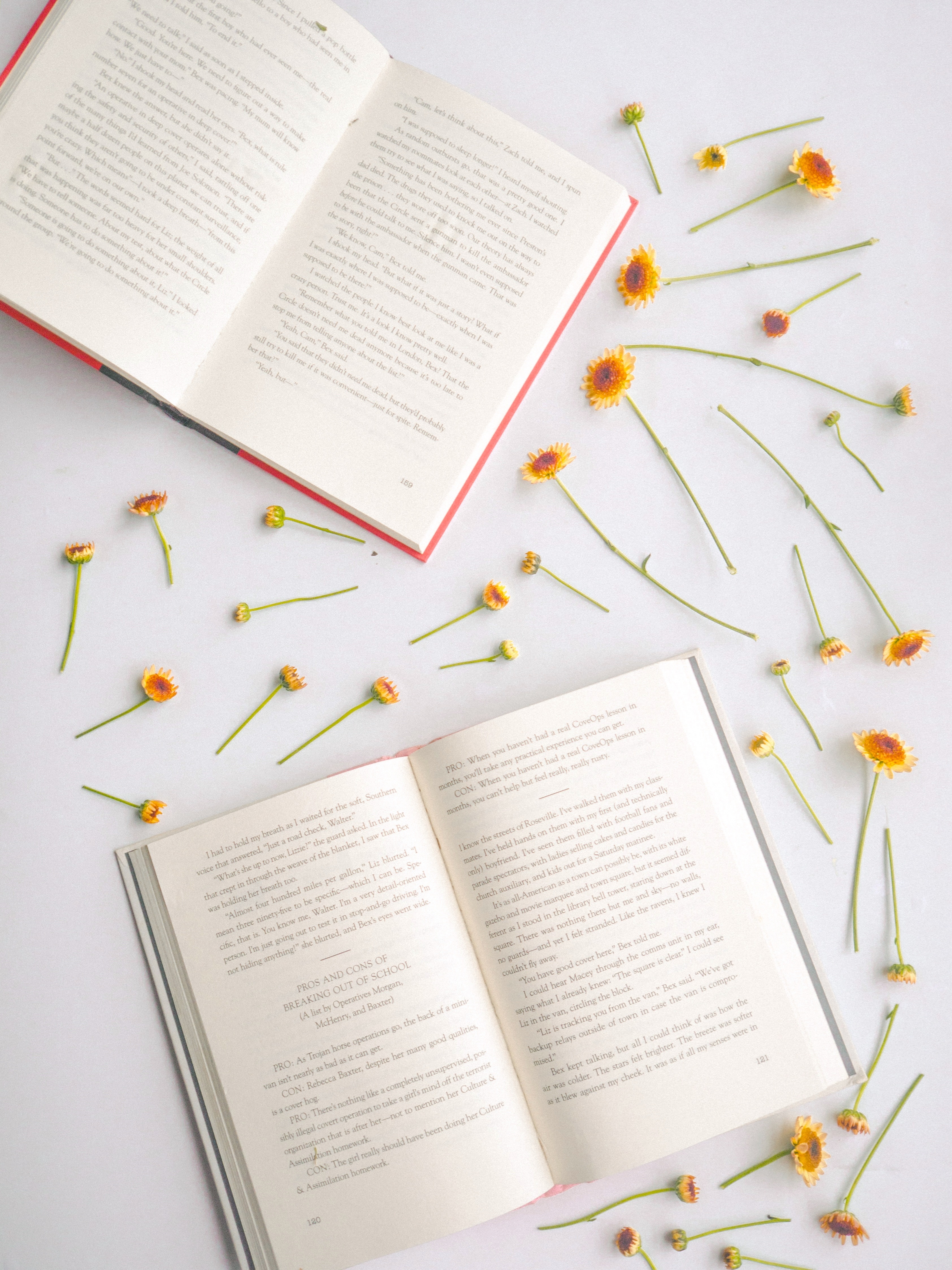 Open Books with Flowers 