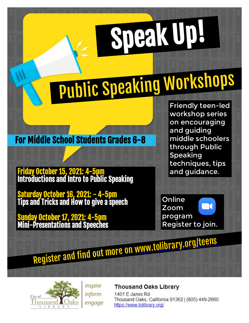 Speak Up! Public Speaking Workshop for Middle Schoolers
