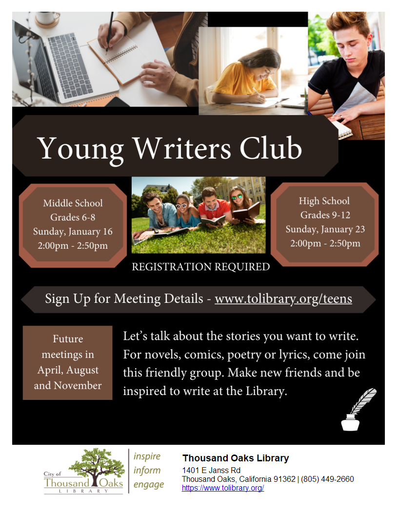 Virtual Writer's Club - for TEENS - Grades 9-12
