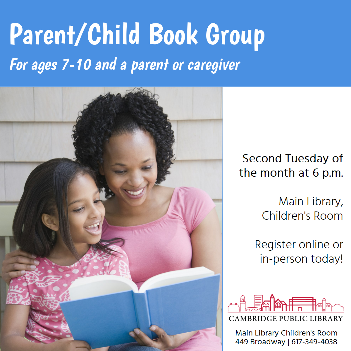 [GROUP FULL] Parent/Child (Ages 7-10) Book Group (Main/Virtual)