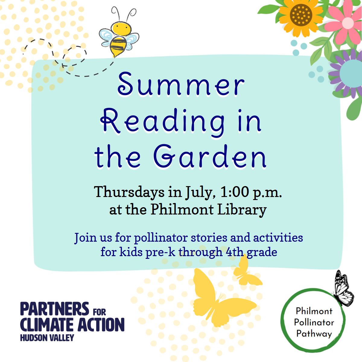 Summer Reading in the Garden, Thursdays in July 100pm at the